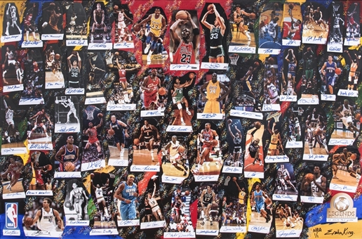 NBA Legends of Basketball "We Made This Game" Multi-Signed (60 Signatures) Framed 40x60 Original Collage Artwork By Erika King (#1/1) Featuring Michael Jordan, Kobe Bryant & LeBron James (Beckett)
